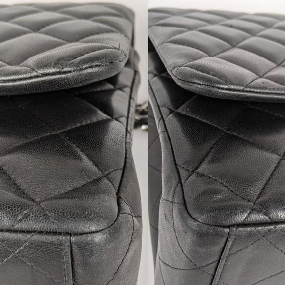 SOLD Chanel Black Maxi Lambskin Classic Flap Bag - Picture 7 of 12